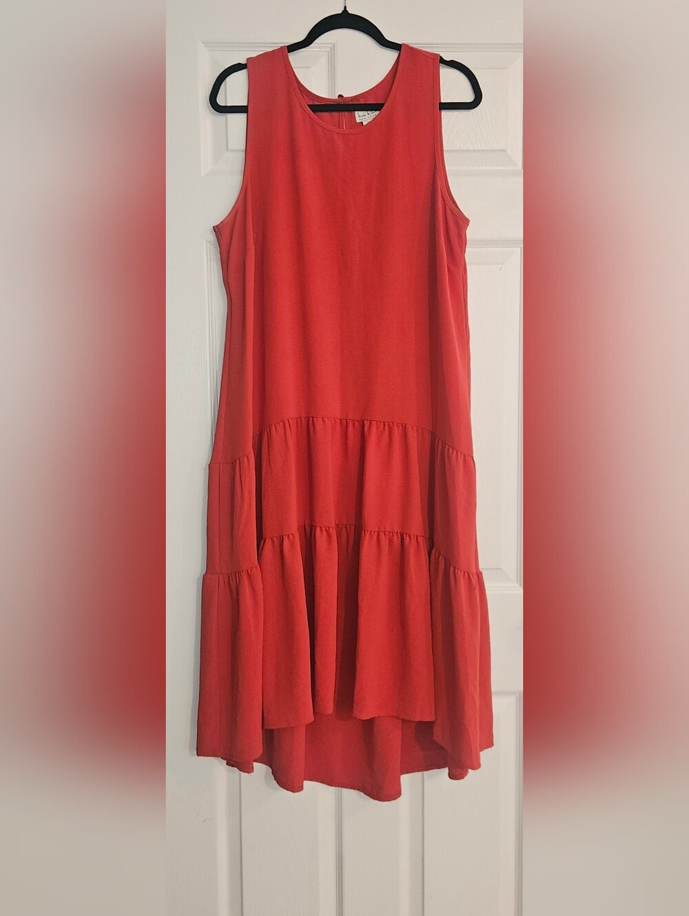 Asymmetrical Tiered Sleeveless Dress in Coral